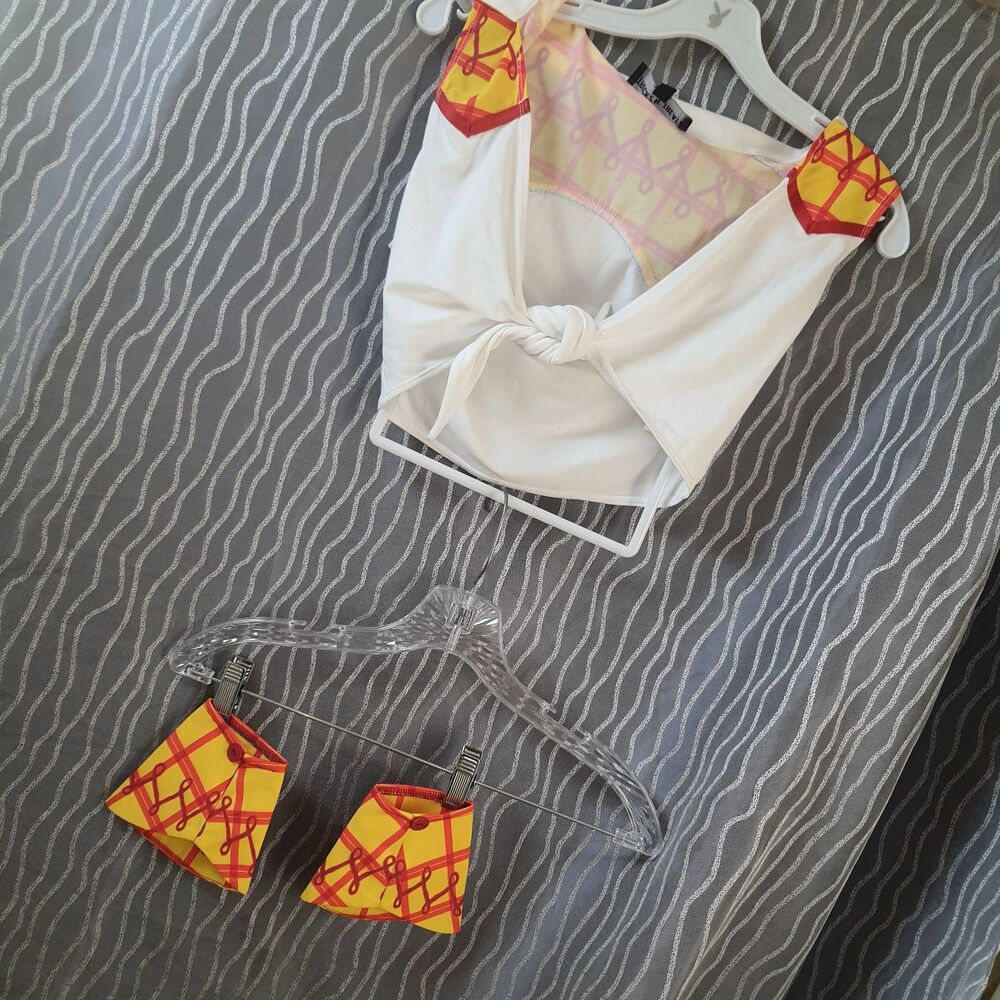 Toy Story Jesse Costume Top + Cuffs Adult Small Round Up Cowgirl Dolls Kill New
